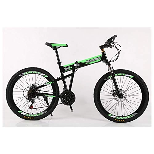 Plegables : KXDLR Bici de montaña Plegable 21-30 Velocidades de Bicicletas Tenedor de suspensin MTB Marco Plegable 26" Ruedas con Frenos de Doble Disco, Verde, 27 Speed