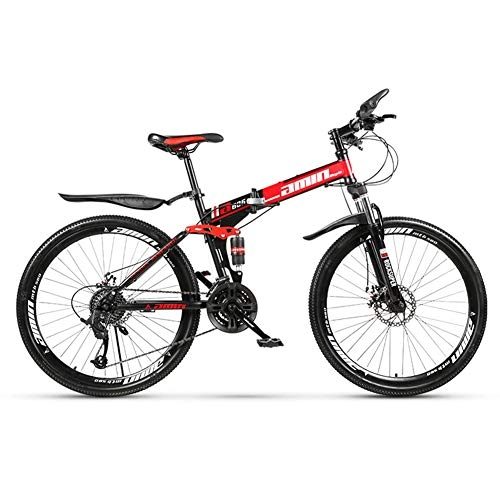 Plegables : KXDLR Suspensión Plegable Bicicleta De Montaña 30 De Velocidad De Bicicletas Completa De Bicicletas Marco Plegable 26" Ruedas De Radios, Negro