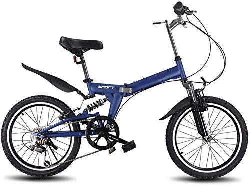 Plegables : L.HPT Bicicleta Plegable de 20 Pulgadas - Hombres y Mujeres Bicicleta Plegable de 6 velocidades - Estudiantes Adultos Bicicleta Plegable portátil Ligera, Blanco (Color: Azul)