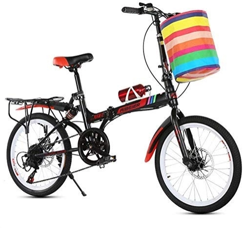 Plegables : L.HPT Cambio de Bicicleta Plegable de 20 Pulgadas - Bicicleta amortiguadora para Hombres y Mujeres - Cambio de Bicicleta Plegable con Doble Freno de Disco, Negro (Color: Negro)