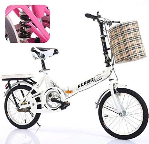 Plegables : LCAZR Plegable de Bicicletas de 20 Pulgadas Amortiguador portátil Boy Adultos y Chica de la Bicicleta de la Bicicleta / Blanco