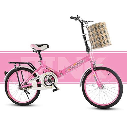 Plegables : LHLCG Neumtico Antideslizante de Desgaste de la amortiguacin de Choque del Marco de Acero de Alto Carbono Engrosado de la Bicicleta de 20 Pulgadas, Pink