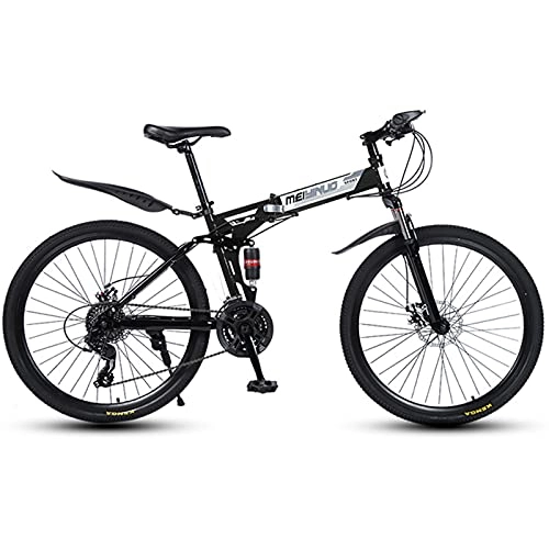 Plegables : LHQ-HQ Bicicleta de montaña de 26 pulgadas de 27 velocidades de 30 ruedas para adultos de velocidad variable, bicicleta de montaña plegable, freno de disco doble, bicicleta de montaña, color negro