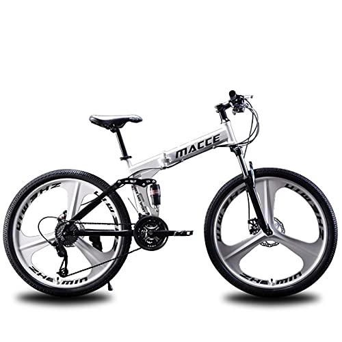 Plegables : LHQ-HQ Bicicleta De Montaña Plegable para Adultos Rueda 26"MTB 27 Velocidades, Carga 160Kg Doble Suspensión Adecuado, B