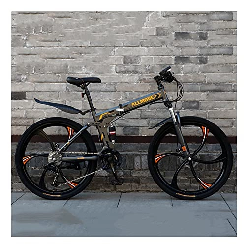 Plegables : LHQ-HQ Bicicleta Plegable De Montaña para Adultos 21 Velocidades MTB Bicicleta De Freno De Disco Doble Rueda De 26"Doble Suspensión, A