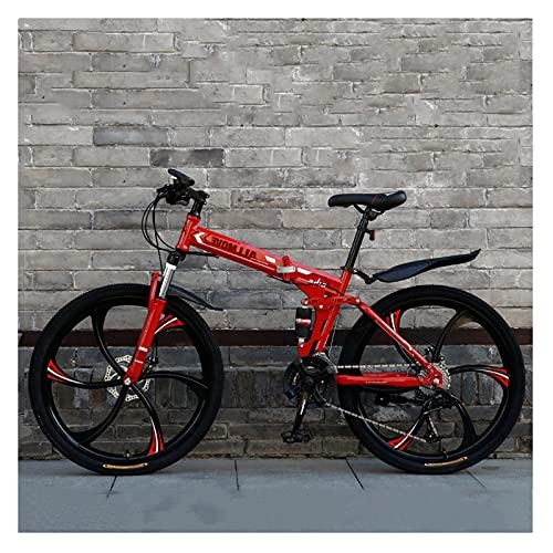 Plegables : LHQ-HQ Bicicleta Plegable De Montaña para Adultos 21 Velocidades MTB Bicicleta De Freno De Disco Doble Rueda De 26"Doble Suspensión, C