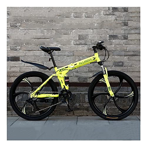 Plegables : LHQ-HQ Bicicleta Plegable De Montaña para Adultos 21 Velocidades MTB Bicicleta De Freno De Disco Doble Rueda De 26"Doble Suspensión, D