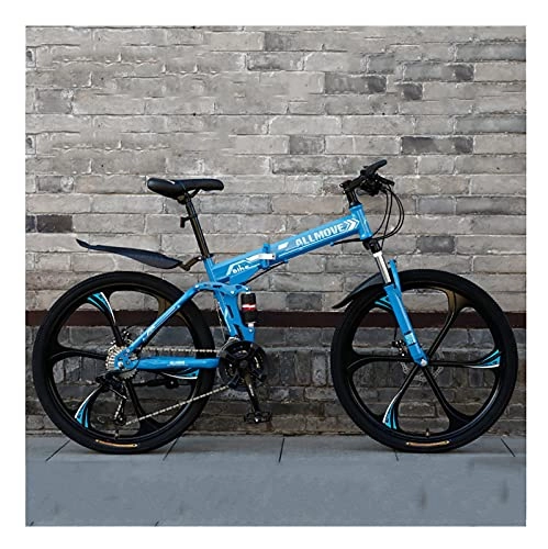 Plegables : LHQ-HQ Bicicleta Plegable De Montaña para Adultos 21 Velocidades MTB Bicicleta De Freno De Disco Doble Rueda De 26"Doble Suspensión, E