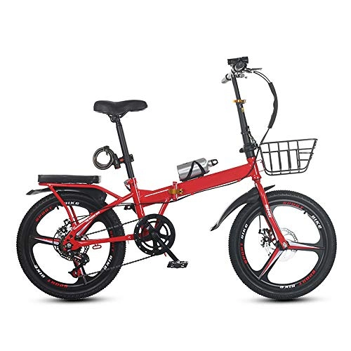 Plegables : LHR Bicicleta 20"Bicicleta Plegable Absorción de Golpes Velocidad Variable Portátil Ultraligero Plegado rápido Bicicleta para Adultos Bicicleta pequeña(Color:Rojo)