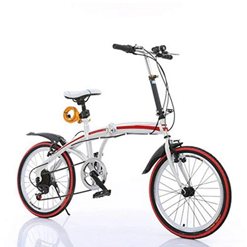 Plegables : LHR Bicicleta Plegable De 20"Absorción De Choque Velocidad Variable Marco De Acero Portátil Ultraligero Plegado Rápido Bicicleta para Adultos(Color:Blanco)