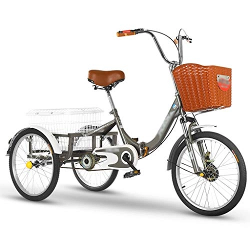 Plegables : LICHUXIN Adultos Bicicleta con Cestas Triciclo Adultos Plegable Pedales Bicicleta De 3 Ruedas Bicicleta para Deportes Al Aire Libre Compra (Color : Gray)