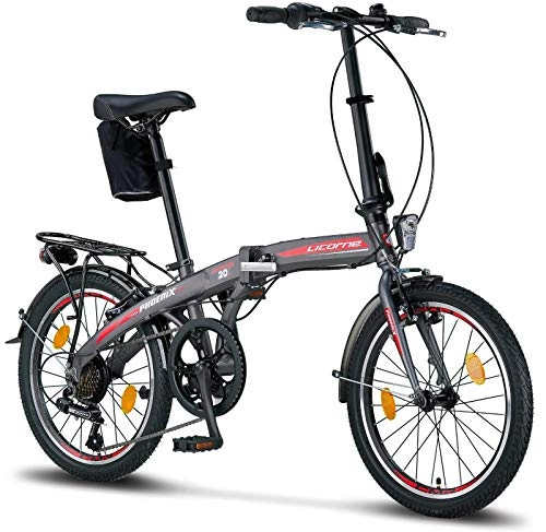 Plegables : Licorne Bike Phoenix, 20 pulgadas, aluminio, bicicleta plegable para hombre y mujer, pulgadas con 7 marchas Shimano, folding, marco de aluminio, cubierta Produktname