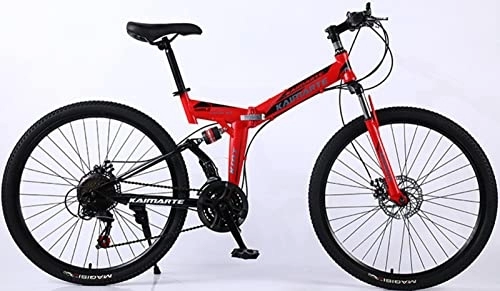 Plegables : Ligero Bicicleta Plegable, 26 Pulgadas Doble Suspension Bicicleta Montaña Fácil De Plegar Bicicletas Urbanas, Para Adultos Adolescentes Estudiante red, 24 inches