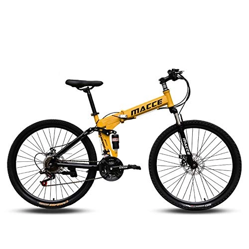 Plegables : LIKEJJ Bicicleta de montaña plegable deportiva / bicicleta de montaña / fitness al aire libre / ciclismo de ocio 24 / 26 pulgadas radios amarillo, color Cambio de 27 niveles, tamaño 61 cm