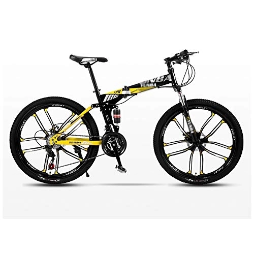 Plegables : LILIS Bicicleta Montaña Bicicletas MTB 24 Velocidad montaña Plegable de Carretera Bicicleta de los Hombres de Ruedas for Mujeres Adultas (Color : Yellow, Size : 26in)