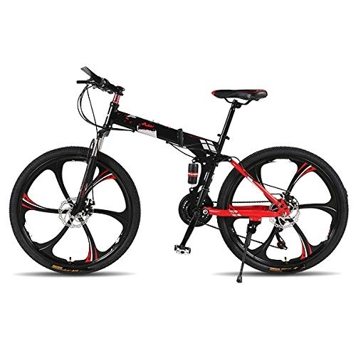 Plegables : liutao Bicicleta adulta amortiguación bicicleta de montaña doble freno de disco una rueda todoterreno bicicleta bicicleta plegable bicicleta de montaña 26 * 17 (165-175cm) Rojo