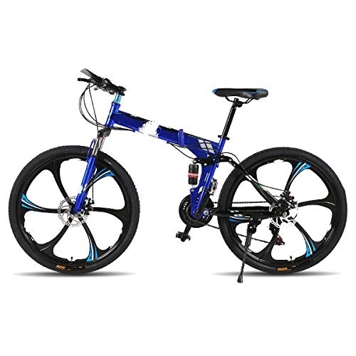 Plegables : Liutao Bicicleta Adulto Amortiguación Bicicleta De Montaña Doble Disco Freno Una Rueda Offroad Velocidad Bicicleta Plegable Bicicleta De Montaña 26 * 17(165-175 cm) Multi