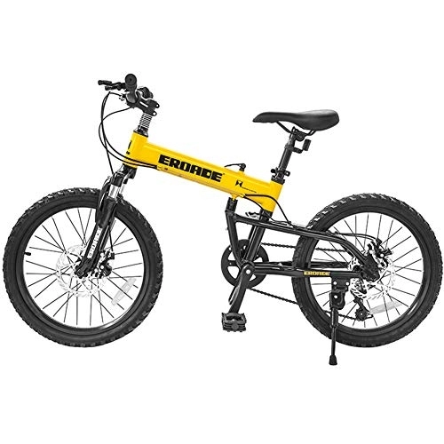 Plegables : LNX Bicicleta de montaña - para Adolescentes Bicicletas para Estudiantes - Plegado de Velocidad Variable Deportes Ciclismo al Aire Libre (20 Pulgadas) Amarillo Negro Altura Ajustable