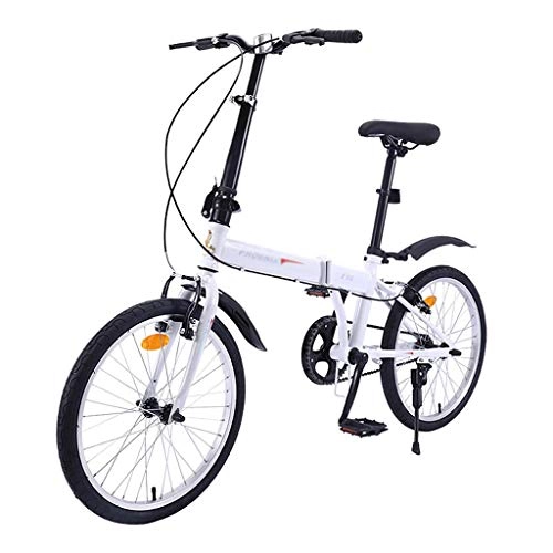 Plegables : Long 20inch de Peso Ligero Plegable Bicicletas for Adultos, Ciudad de Bicicletas de una Sola Velocidad V-Freno Delantero + Trasero Mudgard, Acero de Alto Carbono Marco Plegable Bicicletas