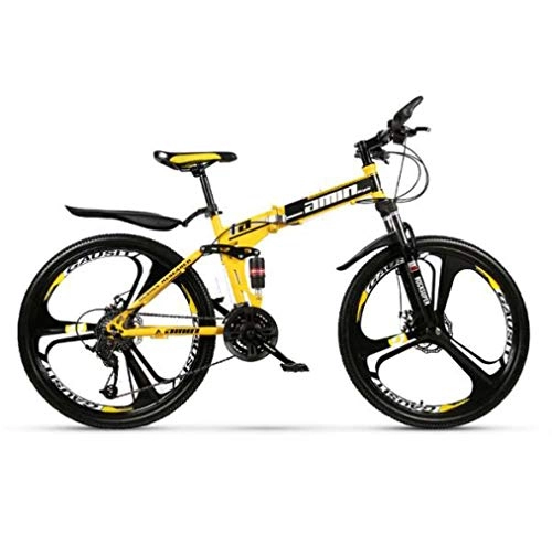 Plegables : LQ&XL Bicicleta Montaña Plegable para Adultos Rueda De 26 Pulgadas Bici Mujer Folding City Bike Velocidad única, Manillar Y Sillin Confort Ajustables, Capacidad 120kg / Yellow / 21 Speed