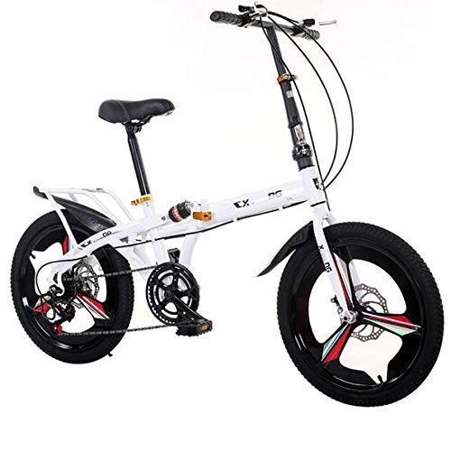 Plegables : LQ&XL Bicicleta Plegable De 20 Pulgadas De Aluminio para Unisex Adultos, Niños, Viaje Urban Bici Ajustables Manillar Y Confort Sillin, Folding Pedales, Capacidad 140kg / White