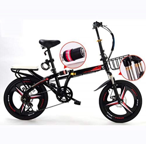 Plegables : LQ&XLBicicleta Plegable Unisex Adulto Aluminio Urban Bici Ligera Estudiante Folding City Bike con Rueda De 19 Pulgadas, Manillar Y Sillin Confort Ajustables, 6 Velocidad, Capacidad 140kg / Black