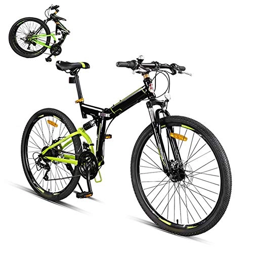Plegables : Luanda* Bicicleta de Montaña Plegable, 24 Velocidades, Bicicleta Adulto, 26 Pulgadas Bici para Hombre y Mujerc, MTB con Freno Disco y Full Suspension / Verde