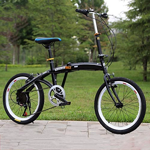 Plegables : LUKUCEA Bicicleta Plegable, Bicicleta Plegable Ruedas de 20" 6 Velocidades, Unisex Folding Bike Manillar Y Sillin Confort Ajustables, Negro