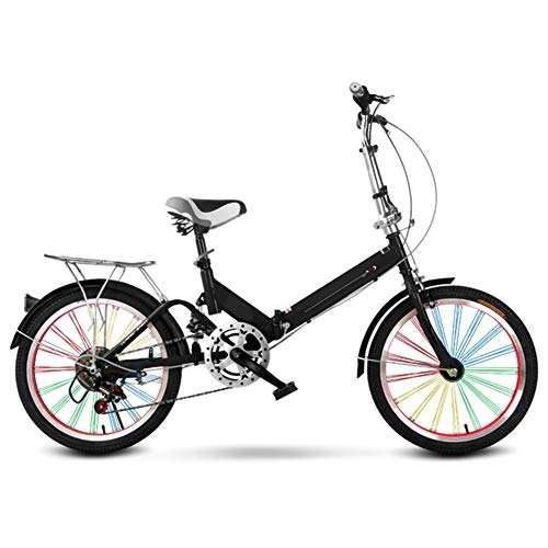 Plegables : LUKUCEA Bicicleta Plegable para Adulto Bicicletas portátiles de 20 Pulgadas y 6 Velocidades Sillin Confort, Unisex Adulto, Negro