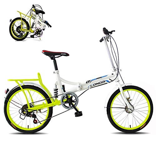 Plegables : LUKUCEA Bicicleta Plegable para Adulto Bicicletas portátiles de 20 Pulgadas y 6 Velocidades Sillin Confort, Unisex Adulto, Verde