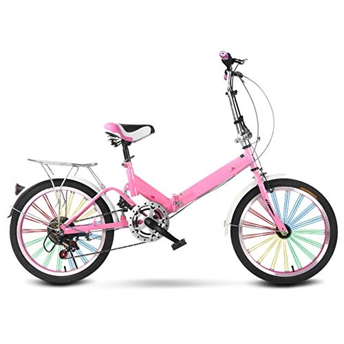 Plegables : LUKUCEA Bike Bicicleta Bicicletas portátiles de 20 Pulgadas y 6 velocidades Bicicleta Plegable Unisex Adulto, Rosado