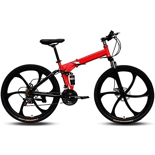 Plegables : LVTFCO Bicicleta de 26 pulgadas de velocidad variable de doble absorción de golpes, bicicleta de montaña plegable, marco de acero de alto carbono plegable, adecuada para adultos, color negro