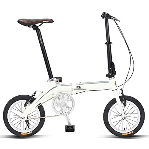 Plegables : LVTFCO Bicicleta mini portátil plegable, bicicleta plegable de una sola velocidad de 14 pulgadas, para adultos, estudiantes de escuela junior, bicicleta plegable de peso ligero, color blanco