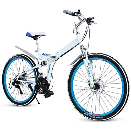 Plegables : LVTFCO Bicicleta plegable de doble suspensión, bicicleta de montaña para adultos de 27 velocidades, freno de disco doble de acero de alto carbono, bicicleta de viaje portátil de 26 pulgadas, A