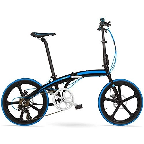 Plegables : LVTFCO Bicicleta plegable ligera de 20 pulgadas, bicicleta plegable portátil, bicicleta plegable de 7 velocidades, marco de aleación de aluminio ligero, con freno, unisex para adultos, azul