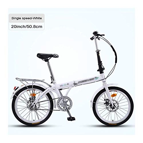 Plegables : LYRONG 20 Pulgadas Plegable Bicicleta, Marco de Acero al Carbono Bicicleta Plegable Street con Defensa y Sillin Confort Bicicleta Plegable Urbana, White