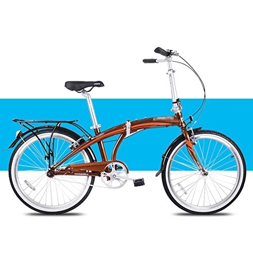 Plegables : LYRONG 24 Pulgadas Plegable Bicicleta, Cuadro de aleación Bicicleta Plegable Street con Sillin Confort Estante y Defensa Unisex Adulto, Coffee