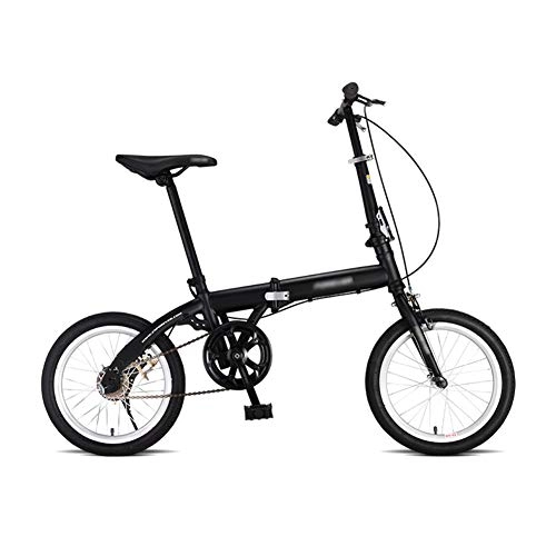 Plegables : LYRONG Bicicleta Plegable Street, con Sillin Confort 16 Pulgadas Plegable Bicicleta Marco de Acero al Carbono Bicicleta Plegable Urbana, Black