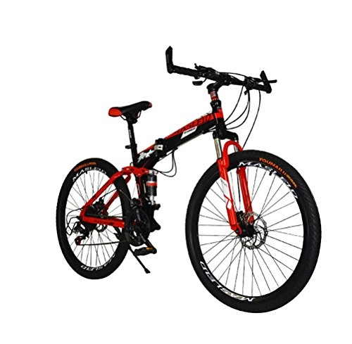 Plegables : MASLEID 26 Pulgadas Bicicleta Plegable, Bicicleta de montaña, 27 velocidades, Blanco, Negro, Azul, Rojo, Red