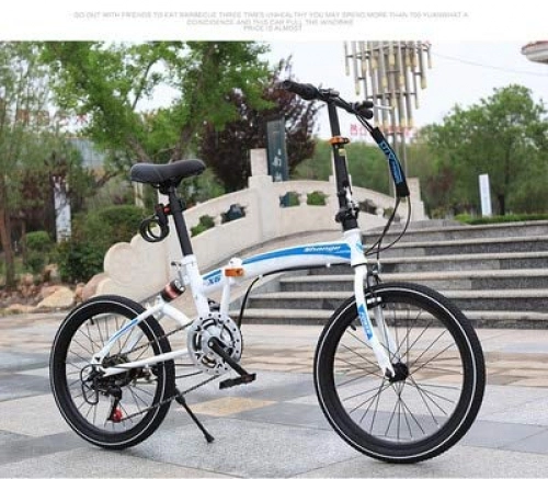 Plegables : Mdsfe Bicicleta Plegable Cambio de Velocidad de 20 Pulgadas Rejilla de Freno de Disco Tres Cuchillas Bicicleta portátil para Adultos pequeña para Hombres y Mujeres ultraligeros - Blanco