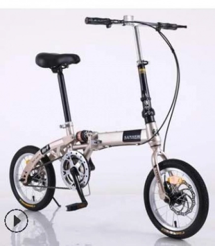 Plegables : Mdsfe Bicicleta Plegable de 14 Pulgadas para niños Adultos Bicicleta de Montar de aleación de Aluminio Ultraligera para niños Bicicleta Plegable de Doble Freno de Velocidad Variable - 15