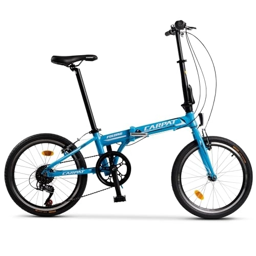 Plegables : MEGHNA Bicicleta plegable de 20 pulgadas, 7 marchas, freno en V, marco de aluminio, peso ligero, 17 kg, sistema Quick-Fold
