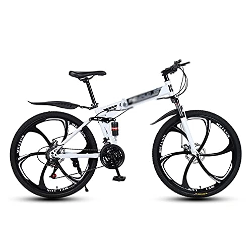 Plegables : MENG Bicicleta de Montaña Plegable para Adultos 21 / 24 / 27 Velocidades Velocidades de Acero Al Carbono de Las Ruedas de 26 Pulgadas, Frenos de Doble Disco Doble Amortiguador Diseño, Colores Múltiples (