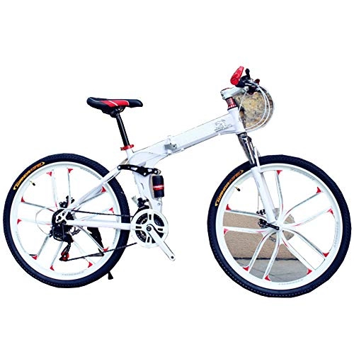 Plegables : MFWFR Bicicleta Plegable, Bicicleta de Montaña, Bicicleta de Velocidad Variable, Modelos para Hombres y Mujeres de 26 Pulgadas Bicicleta Plegable Ligera, Freno de Disco Bicicleta Plegable, Blanco