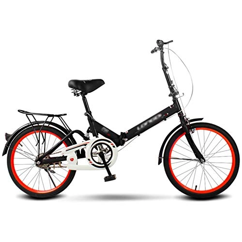 Plegables : MFZJ1 Bicicleta Plegable City Commuter Bicicleta amortiguadora con Luces traseras Bicicleta Ligera para Adultos y Adolescentes, Bicicleta de una Velocidad, 16 / 20 Pulgadas