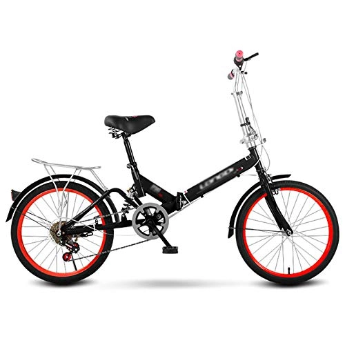 Plegables : MFZJ1 Bicicleta Plegable de 20 Pulgadas City Commuter Bicicleta Que Absorbe los Golpes con Engranaje de 6 velocidades y Luces traseras Bicicleta Ligera para Adultos y Adolescentes