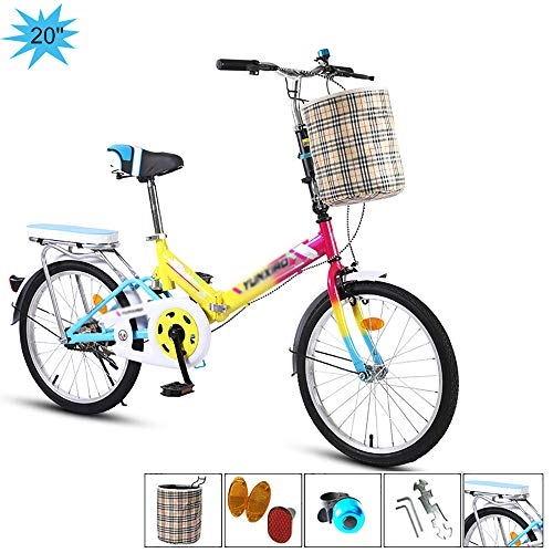 Plegables : MILAYA Bicicleta Plegable para Mujer De 20 Pulgadas Ultraligero Portátil Adultos Trabajo Bicicletas Urbanas Chica Niño Moda Mamá Compras De Supermercado Plegable Bicicletas BMX