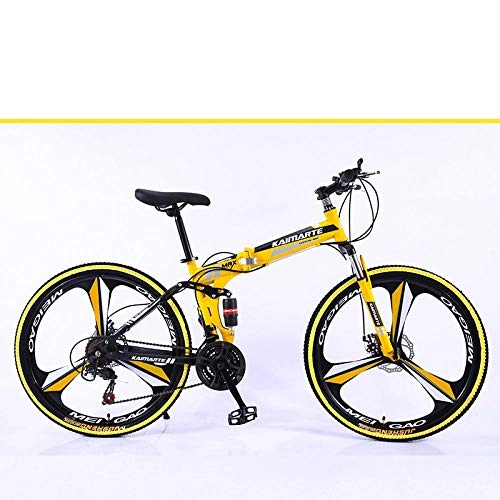 Plegables : Mini bicicleta de montaña plegable ligera de 26 pulgadas, pequeña, portátil, duradera, bicicleta de carretera, bicicleta de ciudad, neumático de color amarillo, 26 pulgadas, 21 velocidades