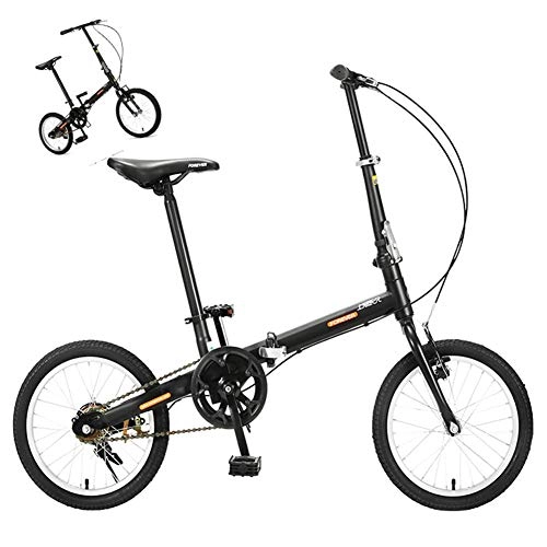 Plegables : Mini Bicicleta Plegable Estudiante, Marco De Una Velocidad De Cercanas De Aleacin De Aluminio De Bicicletas Para Adultos, Ligero Ciudad De Ciclismo De Carretera Fcil De Llevar, Negro, 16 inch