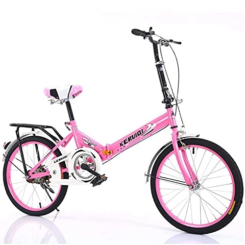 Plegables : Mini Bicicleta Plegable Ligera de 20 Pulgadas, pequeña Bicicleta portátil para Adultos, Mujer, Bicicleta Plegable, Coche para Estudiantes para Adultos, Hombres y Mujeres Pink